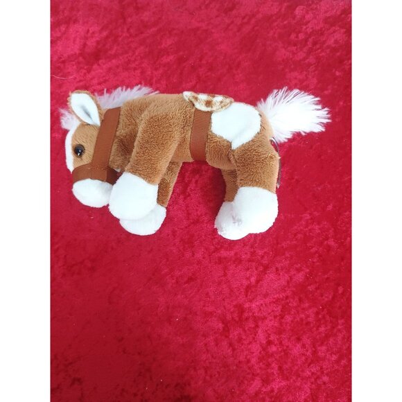 Prextex Plush Horse Toy Brown & White With‎ Saddle 5 inches - Picture 7 of 8